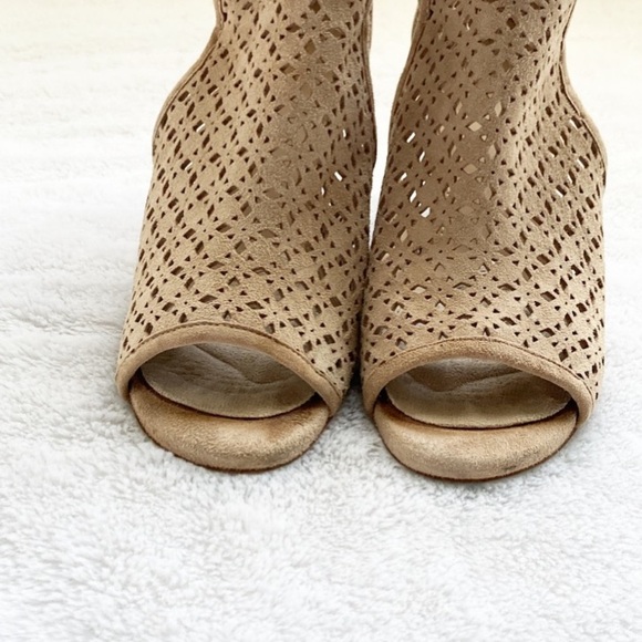 Tan Cole Haan Grand OS Edie Wedge Suede Bootie, size 8 - Picture 3 of 11